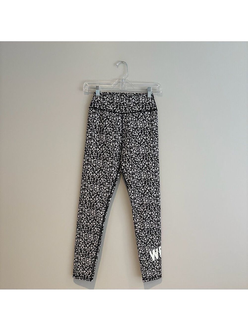 White Fox Boutique Active Black and White Animal Print Logo Leggings Size S